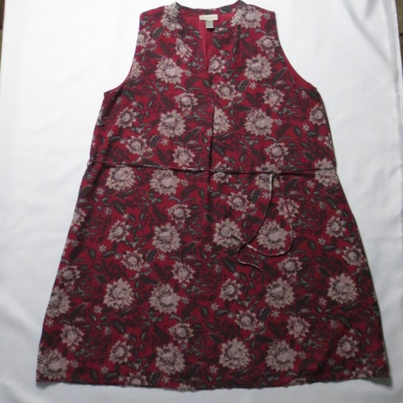 LOFT Dresses & Skirts - LOFT outlet WOMENS dress MAROON floral PINK sleeveless BURGUNDY shift SIZE XL